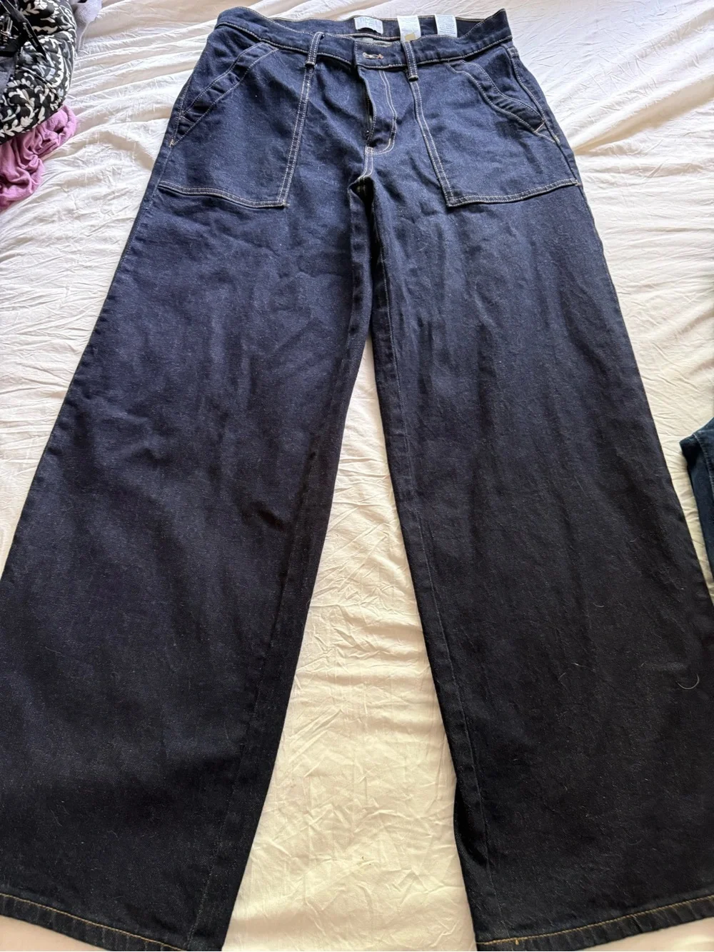 Time and Tru Wide Leg Dark Blue Jeans - Flare Hem